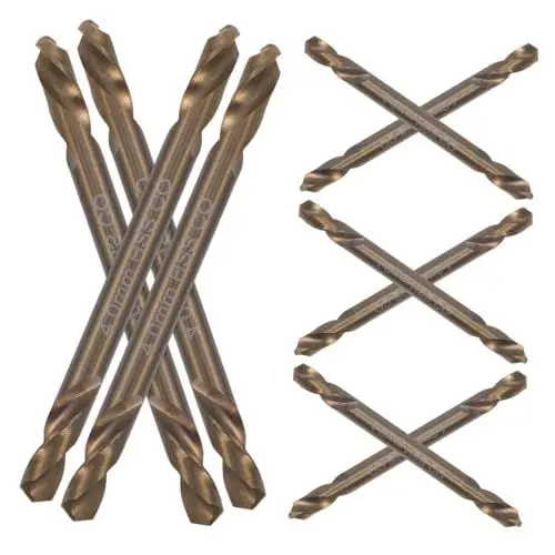 Produktbild: BAZEITFLOW 10 Stück Doppelkopfbohrer Twist multi Punkt Akku-Bohrmaschine Kobaltbohrer edelstahlbohrer kunststoffbohrer Spiralbohrer-Kit Bohrbit für Metall Schnellbohrer Kobaltstahl Golden