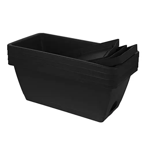 Produktbild: BAZEITFLOW 4Er-Packung blumentopf aus Kunststoff Gartenboxen im Freien Pflanzgefäß große Töpfe plastikblumen im Topf Indoor Plants Haushalt großer Blumentopf rechteckige Bonsaischale Black