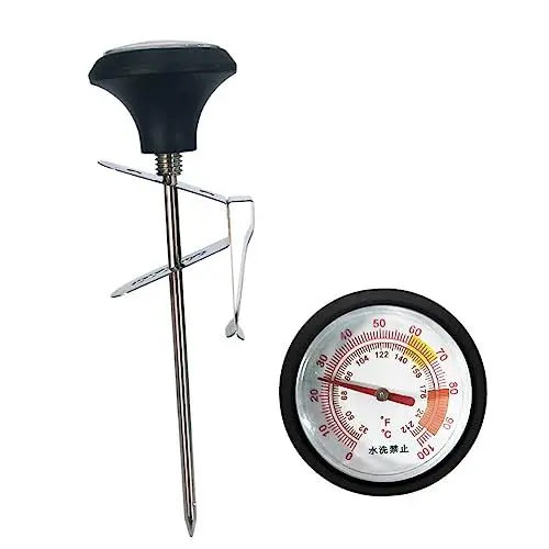 Produktbild: BAZEITFLOW Fleischthermometer mit Clip und Silikonhülle Küchenthermometer für Bbq Grill und Flüssigkeiten Teiliges Temperaturfühler Clip Silikonhülle
