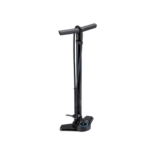 Produktbild: BBB Cycling AirSmart Fahrradpumpe mit Druckanzeige | Starke und präzise Standpumpe | Kompatibel mit Presta, Schrader und Dunlop | 120 cm Hochdruckschlauch aus Gummi | Schwarz | BFP-42