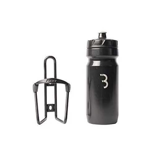 Produktbild: BBB Cycling Fahrrad Wasserflasche und Halter Kombination Universal Fahrrad Flaschenhalter für Rennrad und MTB CompTank und FuelTank Schwarz/Schwarz-Weiß