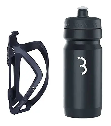 Produktbild: BBB Fahrrad Wasserflasche und Halter Kombination Universal Fahrrad Flaschenhalter für Rennrad und MTB Lightweight FlexCage und CompTank BBC-36C Schwarz/Weiß