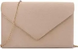 Produktbild: BBjinronjy Abendtasche, Clutch, Geldbörse für Damen, Handtaschen für Hochzeit, Party, Cocktail, Abschlussball, Umhängetasche, Wildlederimitat mit abnehmbarer Kette, nude, M