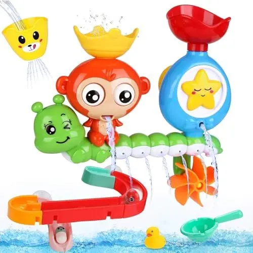 Produktbild: BBLIKE Badewannenspielzeug, 14-teilig, interaktives Badespielzeug, Wasserfall, Spielzeug für das Babybad für die Badewanne, Poolspiel, Wasserspielzeug Baby, Jungen und Mädchen
