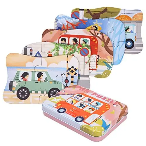 Produktbild: BBLIKE Kinderpuzzle, Auto Puzzle für Kinder, 5 Bilds Puzzles, Geeignet für Jungen und Mädchen Puzzle ab 3 4 5 Jahren