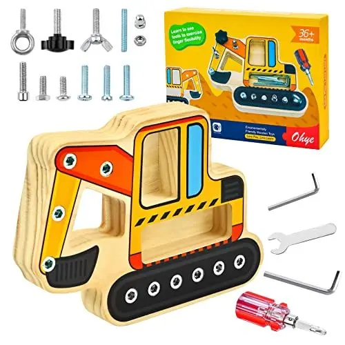 Produktbild: BBLIKE Montessori Holz Schraubbrett, Schraubbrett für Kinder, Baby Spielzeug Fahrzeug Schrauben Set,Montessori Spielzeug,Holzschrauben Kinder,Lernspielzeug Holzspielzeug für Kinder ab 3 Jahre