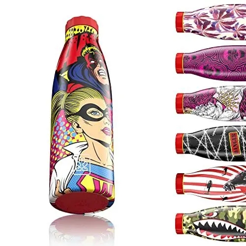 Produktbild: Bboom Edelstahl Trinkflasche 500 ml Thermoskanne Wasserflasche Verpackung Geschenkidee Thermo Flasche für heiße und kalte Getränke Eco Thermosflasche BPA-frei für Urlaub Meer Yoga Sport Fitnessstudio