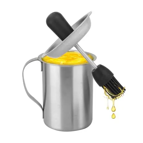 Produktbild: BBQ Baster Pinsel und Sauce Bratentopf Set, ONEVER Edelstahl 304 Brattopf mit Pinsel, BBQ Backpinsel für Grill - Fleischpinsel zum Backen, BBQ Sauce Topf, Fleischspritze Set, FBA-178ZW-4461316-youhu
