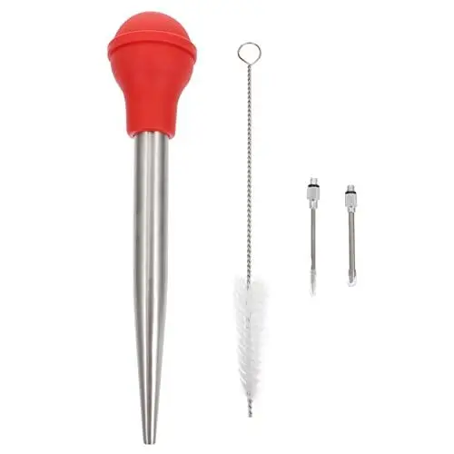 Produktbild: BBQ Bratenspritze Marinierspritze Fleischspritze Marinadenspritze: Gewürzspritze 1 Satz Messpipette mit 2 Nadeln und 1 Pinsel Silikon Pipette Küche Öl Dropper Hühner Türkei Baster Grillwerkzeug
