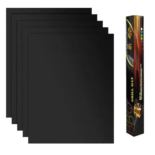 Produktbild: BBQ Grillmatte 5er Set Wiederverwendbare Grillmatte für Gasgrill Antihaft Grillmatten für Holzkohle Grillmatten für Gasgrill Grillfolie für Gasgrill Grillmatten Backpapier
