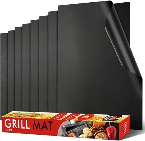 Produktbild: BBQ Grillmatte, 8er Set 40x33cm Grillmatten, Backpapier Wiederverwendbar Backmatte für Holzkohle & Backen, Toll über Kohle, Gas, Weber Style Grills