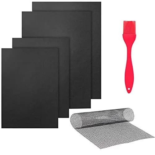 Produktbild: BBQ Grillmatten, 6er Set,100% Antihaft BBQ Grill-und Backmatte Wiederverwendbar, hitzebeständig, antihaftbeschichtet, spülmaschinenfest (6-er Set BBQ Grillmatten)