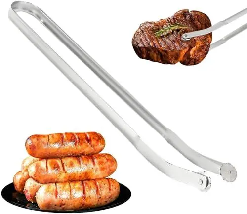 Produktbild: BBQ Würstchen Wendezange Zum Kochen, 38CM Grillzange Drehbar, Lange Küchenzange Grillzange for Cooking, BBQ Sausage Turning Tongs, BBQ-Grillzange Mit Langem Griff