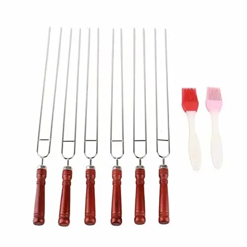 Produktbild: BBQ-Grillgabel aus Edelstahl, 6-teilige Silikonbürste, 2-teiliges Werkzeugset für die Küche zu Hause, im Restaurant