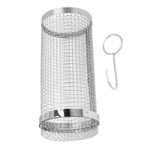 Produktbild: BBQ-Netzrohr, Rollender Grillkorb, Hitzebeständiger Edelstahl-BBQ-Grillkäfig mit Haken, Rotisserie-Grillkorb mit Abgerundetem Rand, Grillwerkzeug für Erdnussbohnen, Pommes Frites (20 cm)