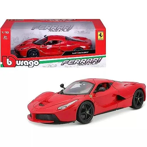 Produktbild: Bburago LaFerrari: Modellauto im Maßstab 1:18, Ferrari Race & Play Serie, Kofferraum und Motorhaube zum Öffnen, lenkbar, 24 cm, rot (18-16001R)