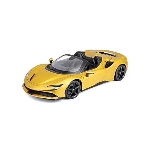 Produktbild: Bburago Ferrari SF90 Spider: Modellauto im Maßstab 1:18, Ferrari Race & Play Serie, Kofferraum, Motorhaube und Türen beweglich, Gold (18-16016)