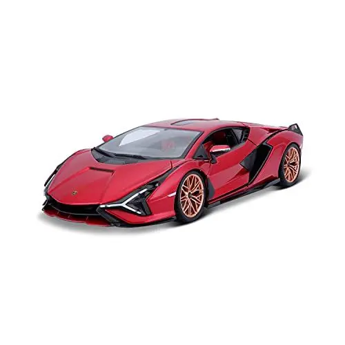 Produktbild: Bburago Lamborghini Sian FKP 37: Modellauto im Maßstab 1:18, Türen, Kofferraum und Motorhaube beweglich, lenkbar, 26 cm, rot (18-11046R), Farbig