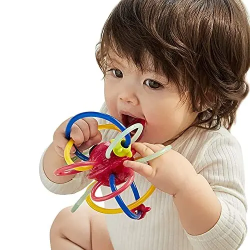 Produktbild: Bc Babycare Baby-Beißspielzeug, drehbares buntes Beißspielzeug für Babys von 0-6-12 Monaten, leichtes Baby-Rassel-Beißspielzeug, Baby-Kauspielzeug zur Schmerzlinderung beim Zahnen