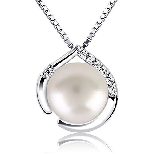 Produktbild: B.Catcher Perle Halskette Kette Damen Anhänger 925 Silber Schmuck Herzsprache Set Süßwasserperlen 45cm Kettenlänge
