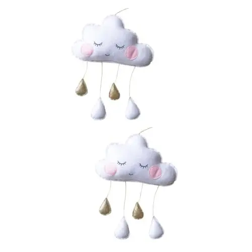 Produktbild: BCOATH 2st Kinderzimmerdekoration Babybett Zum Aufhängen Wanddekoration Kinderzimmer Kleiner Wandteppich Regenbogen-Regentropfen-Ornament -anhänger-Spielzeug Kinderzimmer Zelt