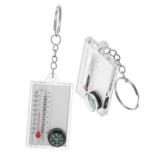 Produktbild: BCOATH Survival-Thermometer Kompass Schlüsselanhänger Mini-kompass Mit Thermometer Für Camping Wandern