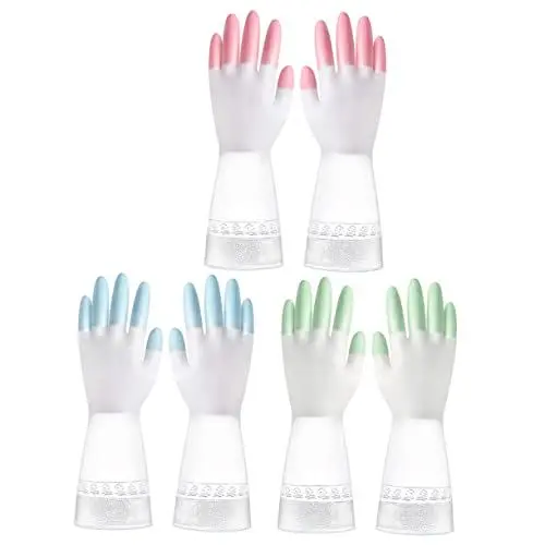 Produktbild: BCOATH Handschuhe für Haushaltszwecke 3 Farben wasserdicht rutschfest für Küche Reinigung Geschirrspülen Wäsche