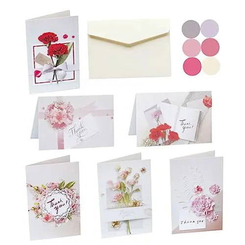 Produktbild: BCOATH Bastelkarten-Umschlag-Grußkarten-Set mit Blumenmotiv für Danksagungen und Segenswünsche