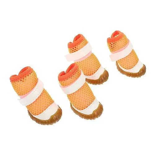 Produktbild: BCOATH 4 Stück Haustierschuhe wasserdichte Stiefel für Haustiere Welpenschuhe Hundepfotenschutz Haustierstiefel hundeschuhe Paws pfotenschutz Welpenzubehör sommerliche hundestiefel PVC
