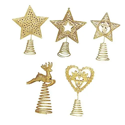 Produktbild: BCOATH 5St Christbaumschmuck Weihnachtsbaum liefert kleine Weihnachtsbaumspitze weihnachtsdeko Christmas Tree weihnacjtsdeko Golddekor Baumwipfelverzierung Baumwipfelschmuck Schmiedeeisen