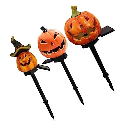 Produktbild: BCOATH Led Ligts Halloween-Jack-O-Laterne Solar-Außenleuchten Terrassenlampen Kürbis-Dekoration Gartenpfahl-Lampe Solarleuchte Rasendekorationen Solar-Gartenleuchte Nimh-Batterien
