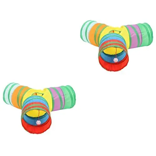 Produktbild: BCOATH Polyester Katzentunnel 2 Stück Haustier Kaninchen Kätzchen Im Freien Zusammenklappbares Faltzelt Bett Interaktive Katzen Kleiner Plüschröhrentunnel Interessantes Spiel Mit Zubehör