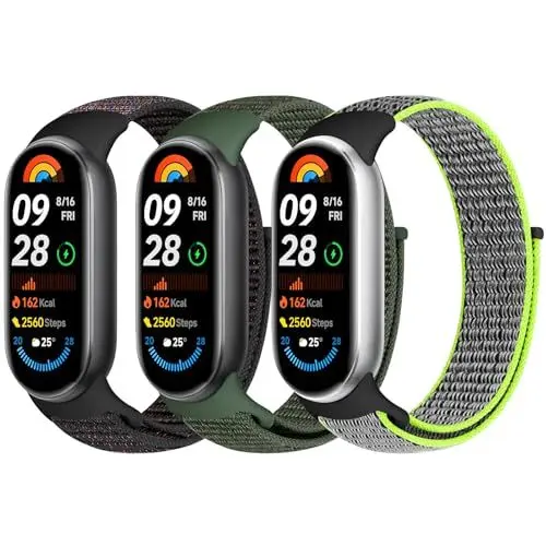 Produktbild: Bcuckood Nylon Sport Armband Kompatibel mit Xiaomi Smart Band 9/Xiaomi Smart Band 8 für Damen Herren Weiches Verstellbares Atmungsaktives Uhrenarmband Solo Loop Ersatzarmband für Xiaomi Mi Band 9/8