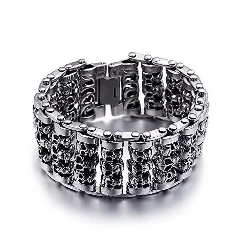 Produktbild: BCughia Bracelet, Herren Schmuck Schwarz Rostfreier Stahl Anderer Kettentyp Knochendesign 230mm Armband für Herren