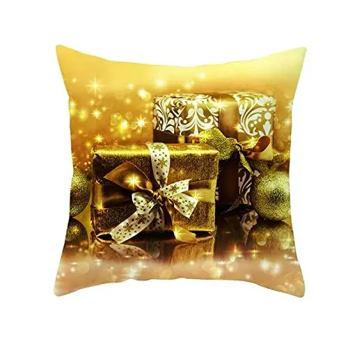 Produktbild: BCughia Kissenhülle Weihnachten, Kissenhüllen 40x40 Gold Polyester Weihnachtsgeschenkbox Das Erntedankfest 1 Pc