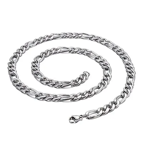 Produktbild: BCughia Männer Halskette Dicke Kette, Edelstahl Kette Silber Panzerkette Karabinerverschluss Edelstahl Einfache Kette Engagement 650x11mm Halskette