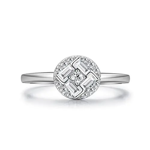 Produktbild: BCughia Promise Ring, Zirkonia Ring Weishold Weiß Rechteckform Zirkonia Sterlingsilber Quadratisches Design Hochzeit Ringe Damen Größe 52(16.6)