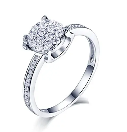 Produktbild: BCughia Ring Schmuck Egirl, Verlobungsring Paar Platin Weiß Rundschliff 18 Karat Weißgold Design Im Klassischen Stil Engagement Ringe Größe 57(18.1)