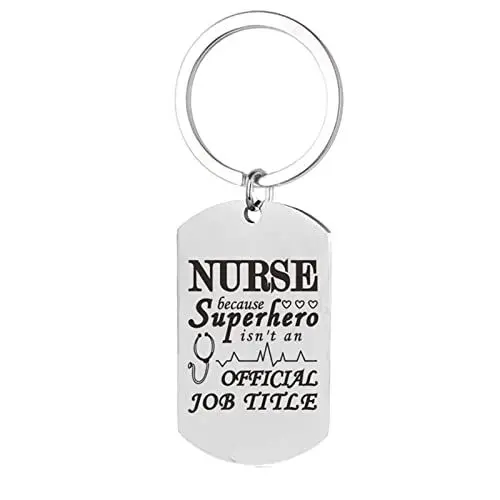 Produktbild: BCughia Schlusselanheger Cool, Schlusselanheger Rostfreier Stahl 49X49Mm Schlüsselanhänge mit Gravur Nurse ..Superhero für Neujahr