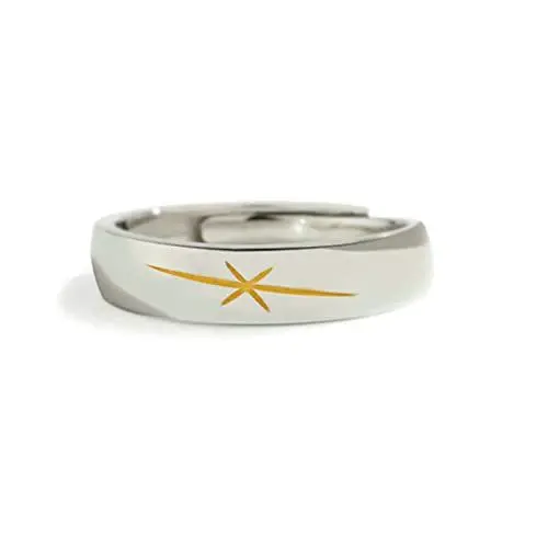 Produktbild: BCughia Trauringe Silber, Offener Ring Herren Design mit Aurora Aus Filz Sterlingsilber Engagement Verstellbare Ringe für Männer Und Frauen