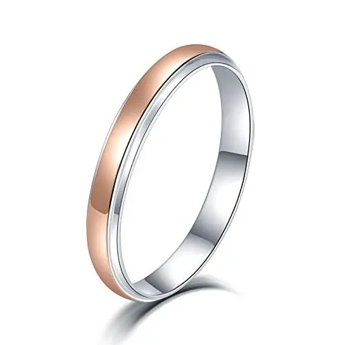 Produktbild: BCughia Verlobungsringe, Ehering Platin 14 Karat Roségold Weißgold Elegantes Zweifarbiges Design Jubiläum Ringe Damen Größe 52(16.6)