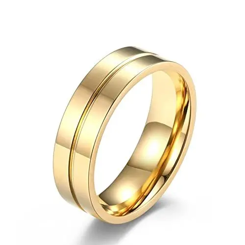 Produktbild: BCughia Wedding Ring, Versprechungs Ring Gold Rostfreier Stahl Zirkonia Spiegel Zirkon Design Hochzeit Ringe Herren Größe 60(19.1)