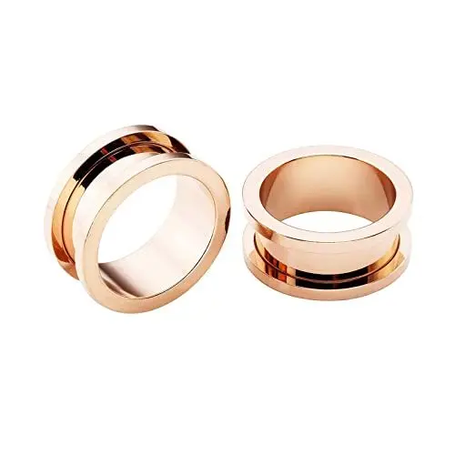Produktbild: BCughia Edelstahl Ohr Plug 26mm Ohr Plug Flesh Tunnel Roségold Reifen Tunnel Set, 2 Stück