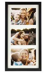 Produktbild: BD ART 18 x 35 cm Mehrfach Bilderrahmen, Bildergalerie, Fotogalerie mit Passepartout und 3 Foto-Ausschnitten für Fotos 10 x 15 cm, Schwarz