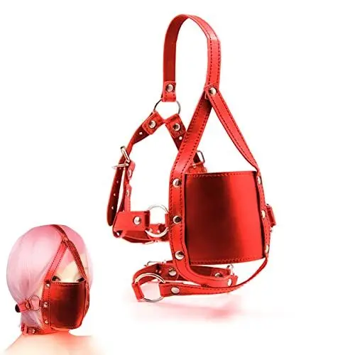 Produktbild: BDSM Maske mit Knebel Mund Extrem Silikon Dildo Ball Gag,Einstellbar Fetisch Maske mit Mundknebel,SM Bondage Maske mit Ballknebel,Sexspielzeug für Frau Paare Extrem Sex Spiele (Rot)