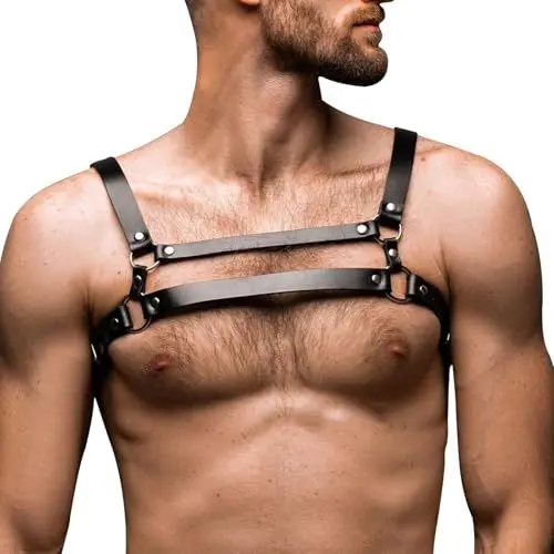 Produktbild: BDSMJOY Harness Männer Leder,Harness Gay Herren Fetisch Rave, Bondage Geschirre Sexy Gay Unterwäsche für Mann,BDSM Set fetiche Kleidung erotische Dessus Reizwäsche für Sex Männer (A)