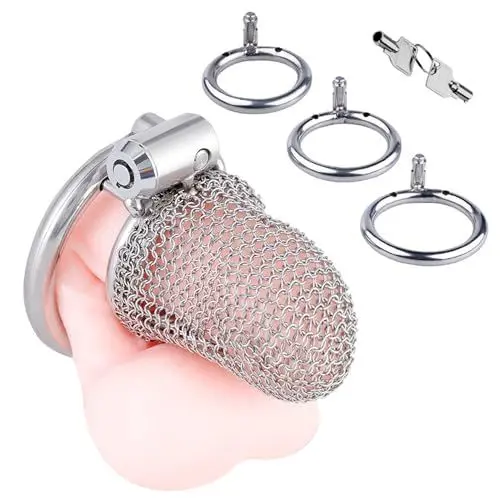 Produktbild: BDSMYEE Chastity Cage Male Metall,Kettenhemd Peniskäfig Metall Keuschheitskäfig Keuschheitsgürtel für Herren,Penis Käfig Sex Spielzeug für die Männer extrem (Kurz)