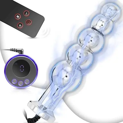 Produktbild: BDSMYEE Elektroschock Analkugeln Edelstahl mit 19 Modi,Analplug Buttplug für Frauen Männer,Prostata Stimulation mit Fernbedienung,Estim Analspielzeuge für Mann,SM Plugs Sexspielzeug extrem (C)