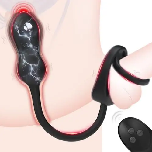 Produktbild: BDSMYEE Elektroschock Analvibrator für Mann,Analplug mit 10 Vibrationsmodus,Analspielzeuge mit Penisringe,Prostata Stimulation mit Fernbedienung,Estim für Mann,Plugs Sexspielzeug für Männer extrem (A)
