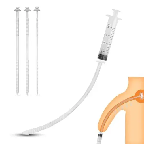 Produktbild: BDSMYEE Harnröhren Dilatatoren 3 PCS mit Spritze,Silikon Dilator Harnröhre Hohl für Harnröhrenreinigung,Plugs Sexspielzeug Set,Prostata Stimulation erotisches Sexspielzeug für Männer (Weiß, S+M+L)